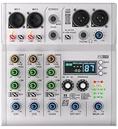 Doslnlya XR-4 White Professional 4-Channel DJ Mixer with Built-in DSP 99 Sound + Bluetooth 5.0 US...
