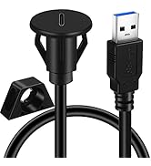 BATIGE Small USB 3.0 Male to Type C 3.0 Female Car Flush Mount Cable USB C 3.0 Panel Mount Extens...