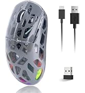 Attoe Gaming Mouse, Wired/Wireless Transparent RGB Mechanical Mouse, Ergonomic Gamer Computer Mic...