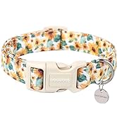 DOGWONG Female Cotton Dog Collar, Sunflower Dog Collar Durable Soft Natural Fabric Spring Pet Dog...