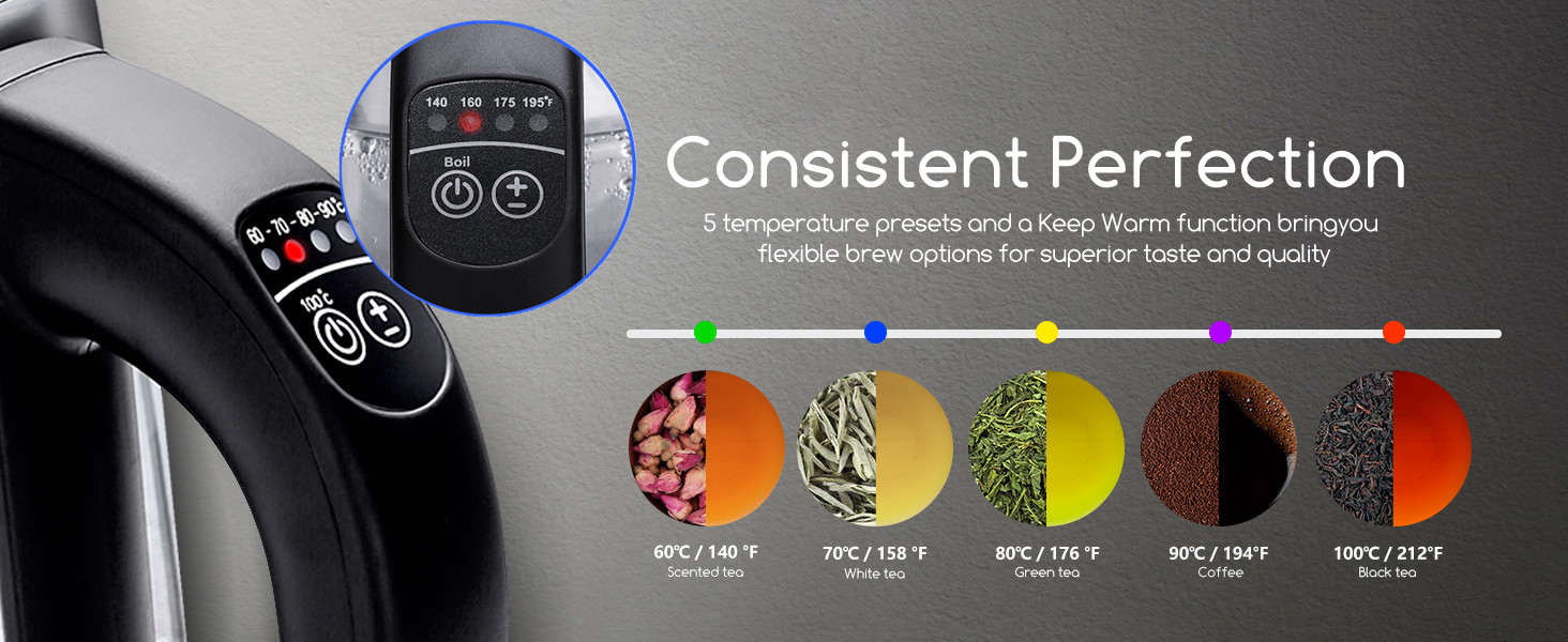 electric kettle temperature control electric kettle with tea infuser keep warm tea kettle