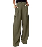 Dokotoo Womens High Waisted Wide Leg Cargo Pants Baggy Casual Work Pants with 4 Pockets