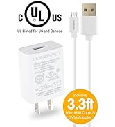 HomeSpot Value Pack 3.3ft (1m) Micro-USB Cord with USB Wall Charger Plug 5V1A USB for Samsung, LG...