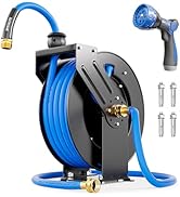 SPECILITE Retractable Hose Reel with 5/8'' Hot/Cold Garden Water Pipe 50ft, -50? -190?, Heavy Dut...