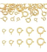 Craftdady 35Pcs Spring Ring Clasps 5 Styles 7mm 8mm 10mm 13.5mm 16mm Wide Round Spring Clasps 18K...