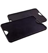 A flat griddle pan for stovetop use.