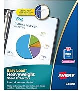 Avery Diamond Clear Heavyweight Sheet Protectors, Easy Load, 200 Document Protectors (74400)