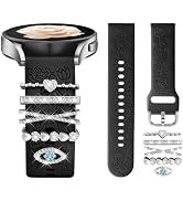 DaQin Flower Engraved Band Compatible with Samsung Galaxy Watch 7 Band/Watch 6 5 4 40mm 44mm,Gala...
