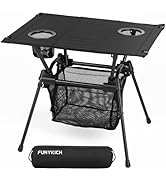 FUNYKICH Camping Table with Cup Holders and Mesh Storage Net, 23.2''x15.8''x20.1'' Lightweight Po...