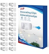 TAILI String Light Hooks Indoor 20 Pcs Christmas Light Clips, Damage Free Small Hooks with Adhesi...