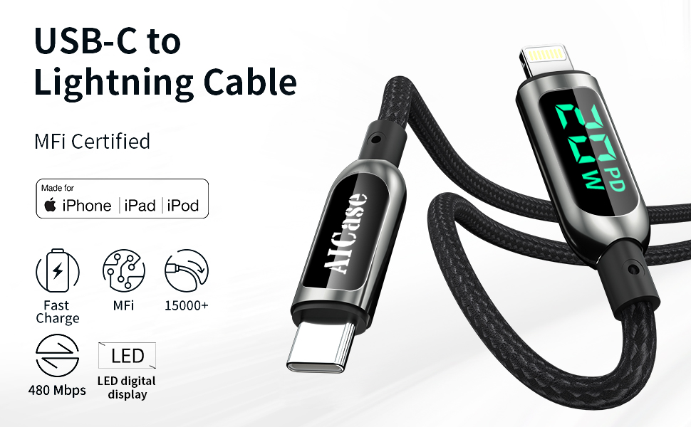 lightning to type c cable 3ft