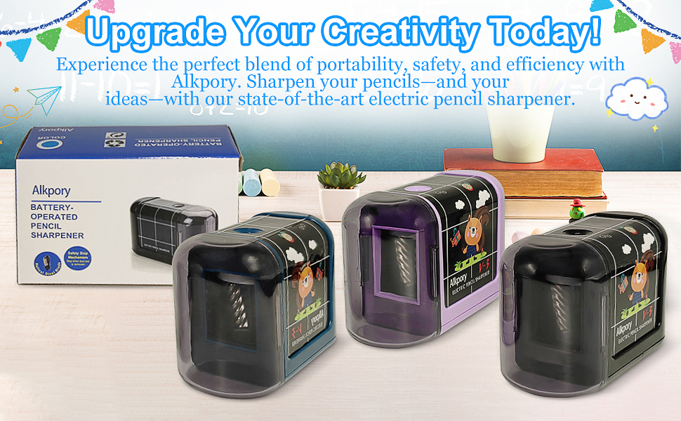 portable, safe, efficient electric pencil sharpener