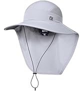 GADIEMKENSD Foldable Sun Hat with Neck Flap, UPF 50+ Wide Brim Fishing Hat for Men Women, Quick D...