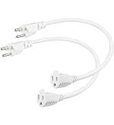 SPARKING 1 Foot Short Extension Cord - 12in White AC Mini Indoor 3 Prong Extension Cord,Single Ou...