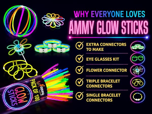 rave glow sticks, camping glow sticks, pool party favors, outdoor and indoor glow events
