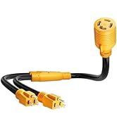 MECMO 2X 5-15P Male Plug to L14-30R 4-Prong Generator Twist Lock Female Receptacle Y Adapter Cord...