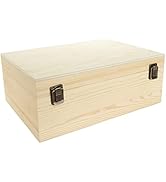 DAJAVE Unfinished Wooden Box, 12x9x5 Inch Large Wooden Box with Hinged Lid and Front Clasp, Pine ...