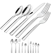 45-Piece Silverware Flatware Cutlery Set in Ergonomic Design Size and Weight, Durable Stainless S...