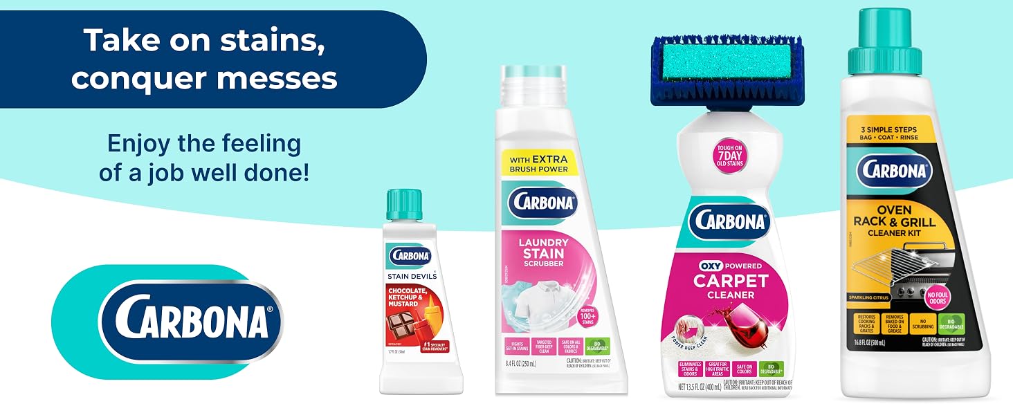Carbona cleaning products for tackling tough grease and stains in kitchen and grill cleaning