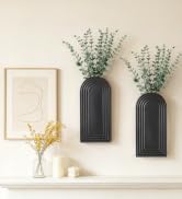 HOMEBROS Wooden Vase wall Mount, Black, 2 Pcs