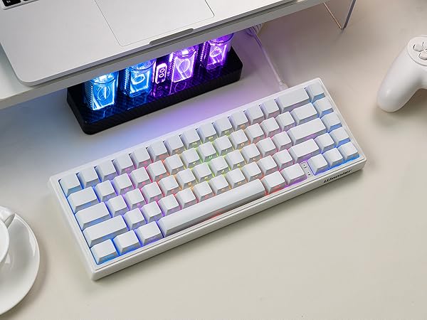 womier white PBT keycap set,shine through keycaps 60 75 percent