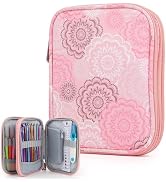 Katech Crochet Hook Case-Empty Zipper Bags Portable Travel Crochet Storage Bag Organizer with Web...