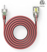 25FT 14AWG 3 - Wire SJEOW Heavy - Duty Extension Cord - 15 Amps, 125 Volts, 1875 Watts - LED Ligh...