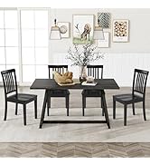 COLAMY Wooden Dining Chairs Set of 4, Solid Rubberwood Kitchen &amp; Dining Room Chairs, High Spindle...