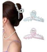 HOKEMP Large Hair Claw Clips for Women, 2 Pack Mermaid Acrylic 3D Flower Claw Clips for Thin &amp; Th...