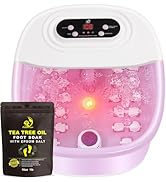 Foot Spa Bath Massager with Heat Bubbles and Vibration Massage and Jets, 16 OZ Tea Tree Oil Foot ...