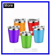 5 Pack Kids Cups with Lids 12oz Stainless Steel Spillproof Unbreakable Water Drinking Bottle with...