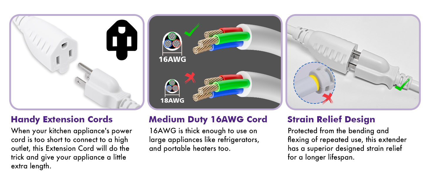Handy extension cords, heavy duty