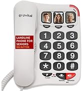 Uvital Big Button Phone for Seniors, White Senior Phone for Elderly Landline, Black Big Buttons C...