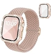 Braided Stretchy Band Compatible for Apple Watch Bands for Women and Case 40mm 41mm 42mm 44mm 45m...