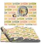 Bohemian Stripes PVC Placemat, 4 PCS of Non-Slip Heat Resistant Weave Place Mats, Rainbow Ocean F...