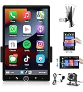 Podofo 10.4 Inch Single Din Car Stereo with Carplay Android Auto, Touch Screen Car Radio with Blu...