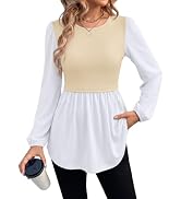 WIHOLL Women's Long Sleeve Tunic Tops Crew Neck Babydoll Peplum Blouses Fall Fashion 2026