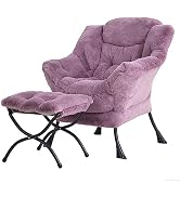Tiita Lazy Chair with Ottoman, Purple Modern Large Accent Chair, Comfy Leisure Sofa Armchair with...