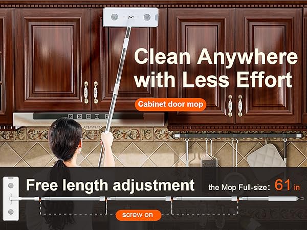 Wall Mop with Adjustable Handle (Max 61 Inches)