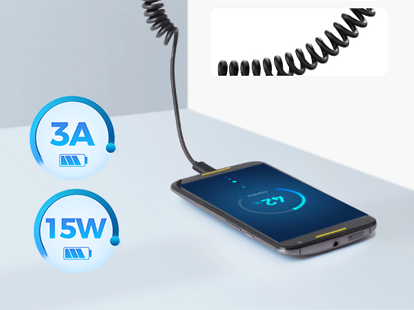 Coiled USB-C to USB-A Charging Cable