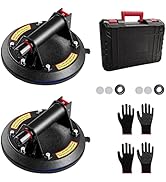 MEHIDFY Glass Suction Cup to Lift Large Glass, 8" Vacuum Suction Cups with Double Pads &amp; Carry Bo...