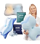 Derila Ergo Cervical Neck Pillow Bundle with Thermal &amp; Cooling Covers – Contour Memory Foam Pillo...