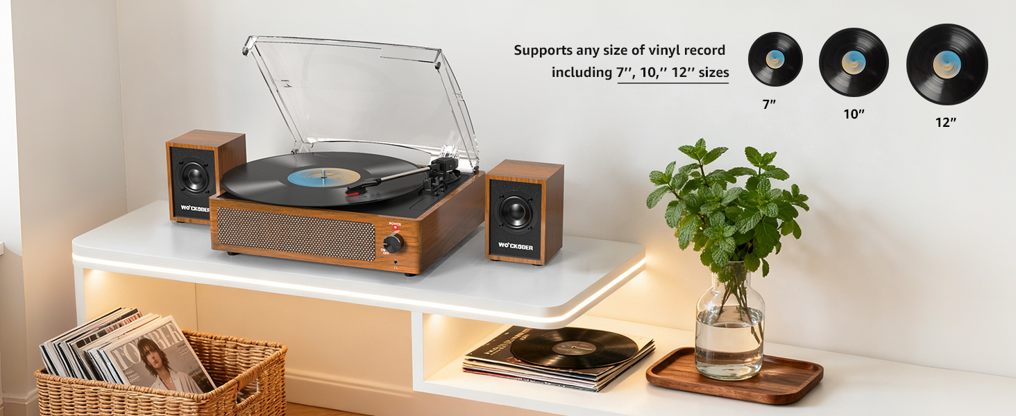 record player for vinyl with speakers
