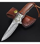 AUBEY Damascus Pocket Knife with Clip, Damascus Knife Folding Knife with VG10 Damascus Steel Blad...