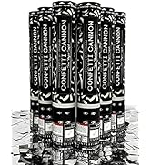 Confetti Sky [6 Pack] 12 Inch Confetti Cannons | Silver Mylar Confetti Poppers for Wedding Celebr...