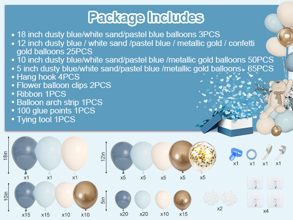  dusty blue balloon arch kit