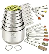 EWFEN Measuring Cups and Spoons Set, 7 Stainless Steel Nesting Measuring Cups &amp; 7 Spoons, 5 Mini ...