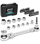 DURATECH 12-in-1 Flex-Head Ratcheting Wrench Set &amp; 24-in-1 Screwdriver Set | Double Box End Wrenc...