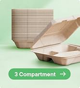 To Go Containers 9x9&amp;#34; 3-Compartment Clamshell Take Out Food Container with Hinge...