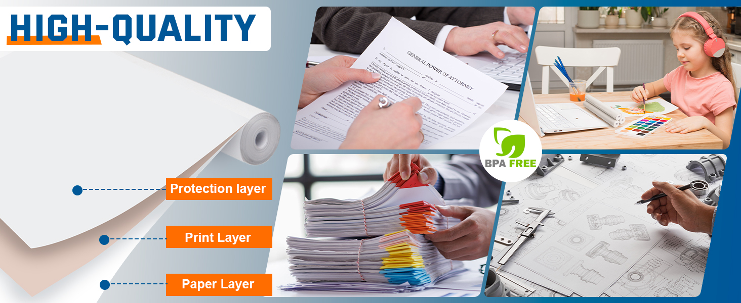 Thermal Printer Paper 8.5*11 US Letter Size, 8 Rolls BPA free Quick-Dry Thermal Printer Pape